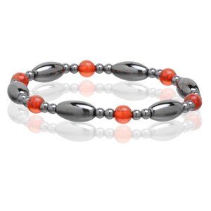 Magnetic Hematite Red Bracelet, Beaded Gemstone Stretchable Bracelet